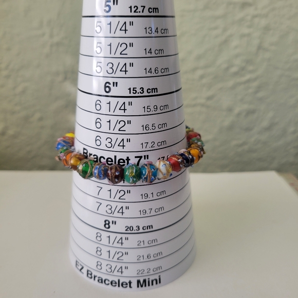 Vtg Wedding cake art glass Beaded Bracelet Statement Multicolor Venetian 7 1/4" - Picture 5 of 13